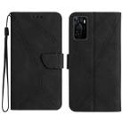 For OPPO A55s JP Stitching Embossed Leather Phone Case(Black) - 1