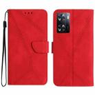 For OPPO A57 4G / A77 4G Stitching Embossed Leather Phone Case(Red) - 1
