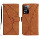 For OPPO A57 4G / A77 4G Stitching Embossed Leather Phone Case(Brown) - 1