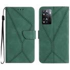 For OPPO A57 4G / A77 4G Stitching Embossed Leather Phone Case(Green) - 1