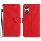 For OPPO A78 5G Stitching Embossed Leather Phone Case(Red) - 1