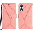 For OPPO A78 5G Stitching Embossed Leather Phone Case(Pink) - 1