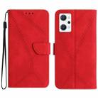 For OPPO Reno7 A JP Stitching Embossed Leather Phone Case(Red) - 1