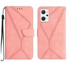 For OPPO Reno7 A JP Stitching Embossed Leather Phone Case(Pink) - 1