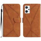 For OPPO Reno7 A JP Stitching Embossed Leather Phone Case(Brown) - 1