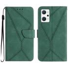 For OPPO Reno7 A JP Stitching Embossed Leather Phone Case(Green) - 1