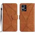 For OPPO Reno8 4G / Reno7 4G Stitching Embossed Leather Phone Case(Brown) - 1