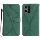 For OPPO Reno8 4G / Reno7 4G Stitching Embossed Leather Phone Case(Green) - 1