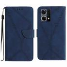 For OPPO Reno8 4G / Reno7 4G Stitching Embossed Leather Phone Case(Blue) - 1