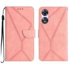 For OPPO Reno8 T 4G Stitching Embossed Leather Phone Case(Pink) - 1