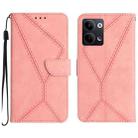 For OPPO Reno9/Reno9 Pro 5G Stitching Embossed Leather Phone Case(Pink) - 1