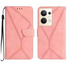 For OPPO Reno9 Pro+ Stitching Embossed Leather Phone Case(Pink) - 1