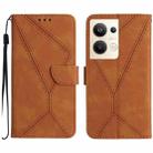 For OPPO Reno9 Pro+ Stitching Embossed Leather Phone Case(Brown) - 1