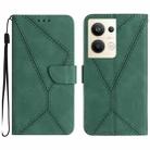 For OPPO Reno9 Pro+ Stitching Embossed Leather Phone Case(Green) - 1