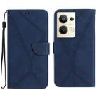 For OPPO Reno9 Pro+ Stitching Embossed Leather Phone Case(Blue) - 1