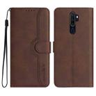 For OPPO A9 2020/A5 2020 Heart Pattern Skin Feel Leather Phone Case(Brown) - 1