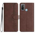 For OPPO A53s/A32/A53 Heart Pattern Skin Feel Leather Phone Case(Brown) - 1