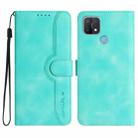 For OPPO A15 / A15s Heart Pattern Skin Feel Leather Phone Case(Light Blue) - 1