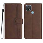 For OPPO A15 / A15s Heart Pattern Skin Feel Leather Phone Case(Brown) - 1