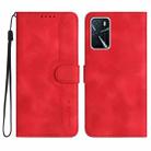 For OPPO A16 4G/A55 5G/A53s 5G Heart Pattern Skin Feel Leather Phone Case(Red) - 1