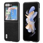 For Samsung Galaxy Z Flip5 ABEEL Black Edge Genuine Leather Mino Phone Case(Black) - 1