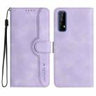 For Realme 7/Narzo 20 Pro Heart Pattern Skin Feel Leather Phone Case(Purple) - 1