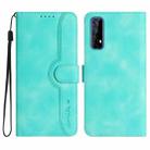 For Realme 7/Narzo 20 Pro Heart Pattern Skin Feel Leather Phone Case(Light Blue) - 1