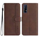 For Realme 7/Narzo 20 Pro Heart Pattern Skin Feel Leather Phone Case(Brown) - 1