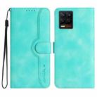 For Realme 8 4G / 8 Pro Heart Pattern Skin Feel Leather Phone Case(Light Blue) - 1