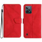 For Realme C31 Stitching Embossed Leather Phone Case(Red) - 1