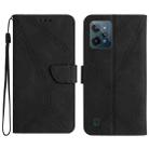 For Realme C31 Stitching Embossed Leather Phone Case(Black) - 1