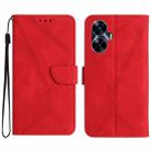 For Realme C55 Stitching Embossed Leather Phone Case(Red) - 1