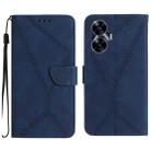 For Realme C55 Stitching Embossed Leather Phone Case(Blue) - 1