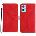 For Realme 9i / OPPO A36 4G Stitching Embossed Leather Phone Case(Red) - 1