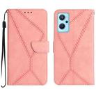 For Realme 9i / OPPO A36 4G Stitching Embossed Leather Phone Case(Pink) - 1