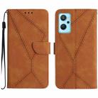 For Realme 9i / OPPO A36 4G Stitching Embossed Leather Phone Case(Brown) - 1