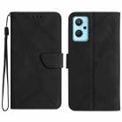 For Realme 9i / OPPO A36 4G Stitching Embossed Leather Phone Case(Black) - 1