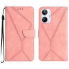 For Realme 10 4G Stitching Embossed Leather Phone Case(Pink) - 1