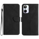 For Realme 10 4G Stitching Embossed Leather Phone Case(Black) - 1
