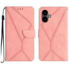 For Realme 10 Pro+ Stitching Embossed Leather Phone Case(Pink) - 1