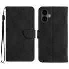 For Realme 10 Pro+ Stitching Embossed Leather Phone Case(Black) - 1