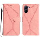 For Realme C33 2023 / 2022 Stitching Embossed Leather Phone Case(Pink) - 1