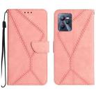 For Realme C35 Stitching Embossed Leather Phone Case(Pink) - 1