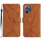 For Realme C35 Stitching Embossed Leather Phone Case(Brown) - 1