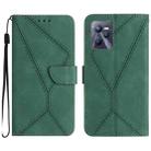 For Realme C35 Stitching Embossed Leather Phone Case(Green) - 1