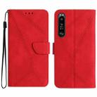 For Sony Xperia 1 III Stitching Embossed Leather Phone Case(Red) - 1