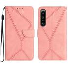 For Sony Xperia 1 IV Stitching Embossed Leather Phone Case(Pink) - 1