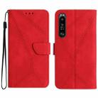 For Sony Xperia 1 V Stitching Embossed Leather Phone Case(Red) - 1