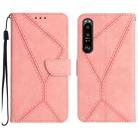 For Sony Xperia 1 V Stitching Embossed Leather Phone Case(Pink) - 1