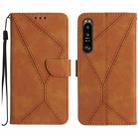 For Sony Xperia 1 V Stitching Embossed Leather Phone Case(Brown) - 1